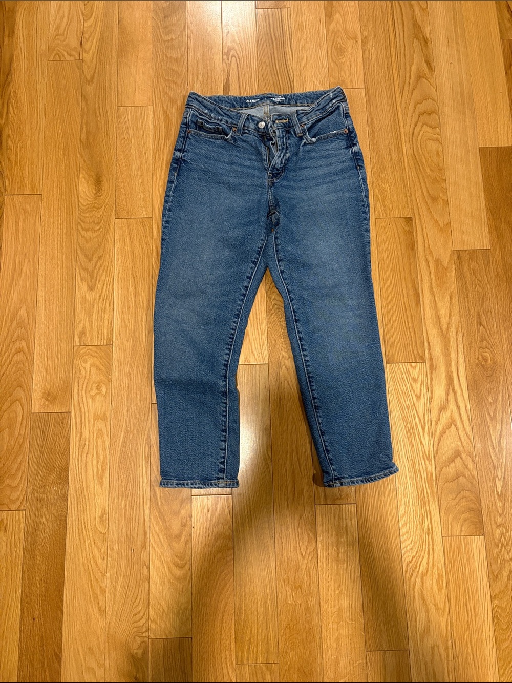 Old Navy Dark Blue Cropped High-Rise O.G. Straight Jeans